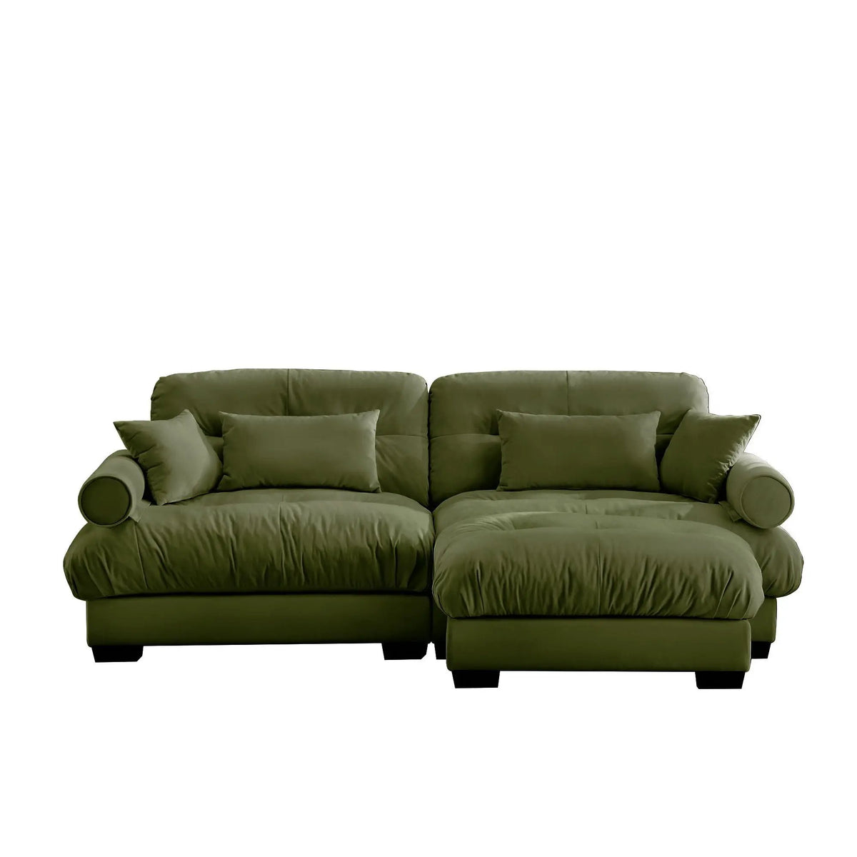 Modular Sectional Sofa | Deep Comfort Cushions | Vintage Fabric Ottoman