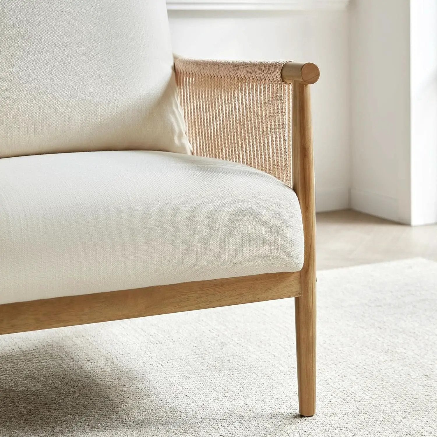 Cream Braided Accent Chairs Set Of 2 For Living Room from PriceLows™