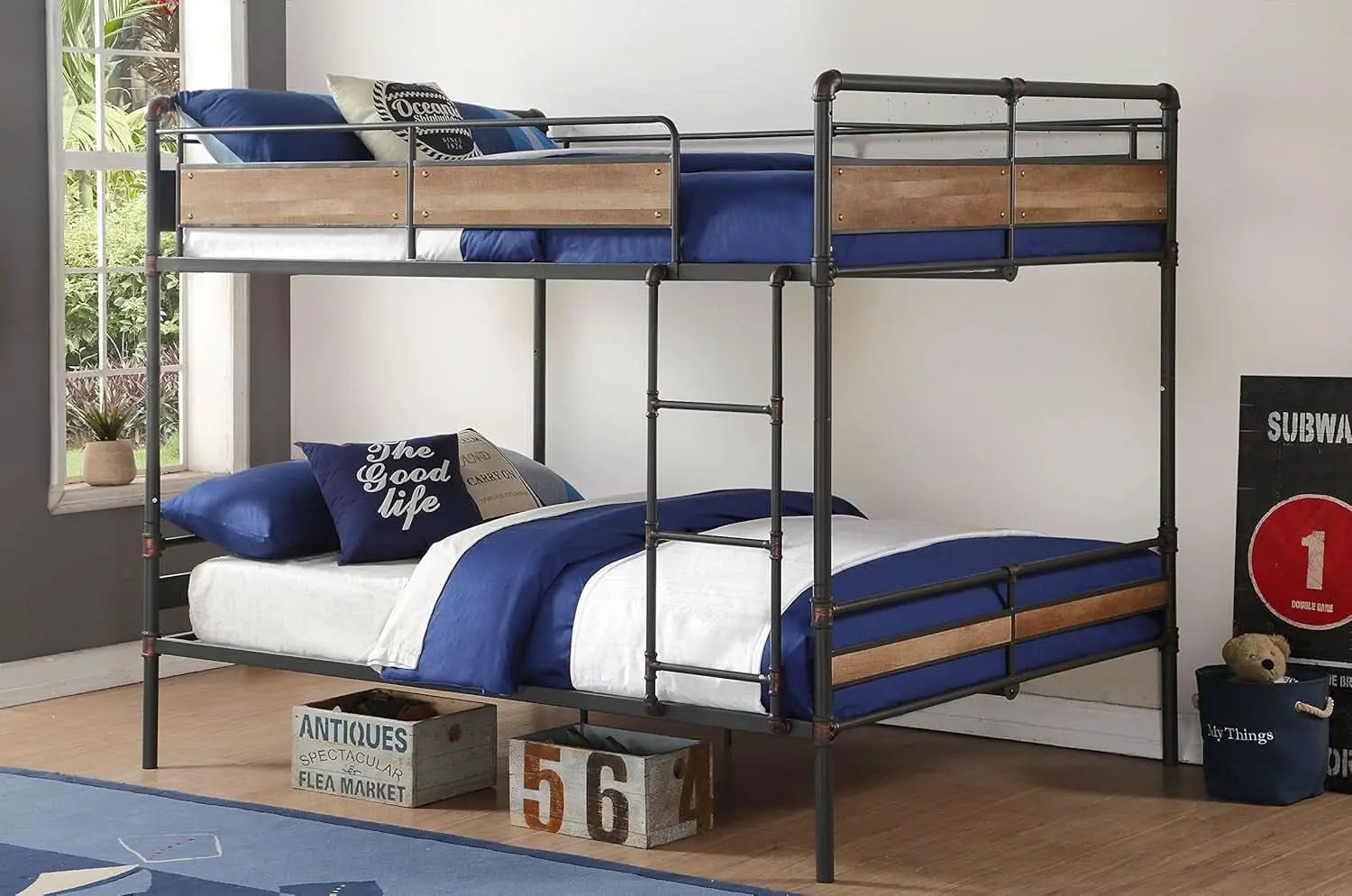 Brantley II Queen Over Queen Metal Bunk Bed Sandy Black from PriceLows™