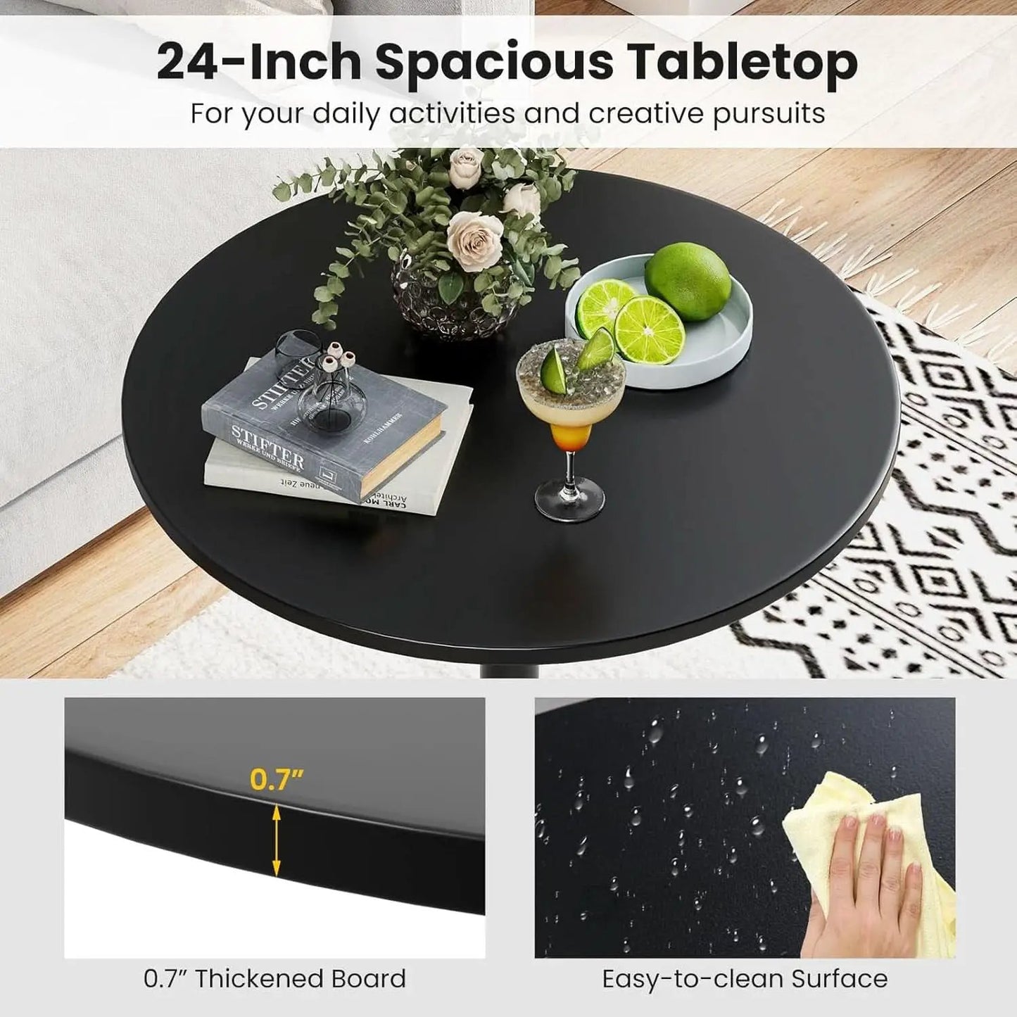 Bar Table Convertible Height Twenty Four Inch RoundTop Surface from PriceLows™