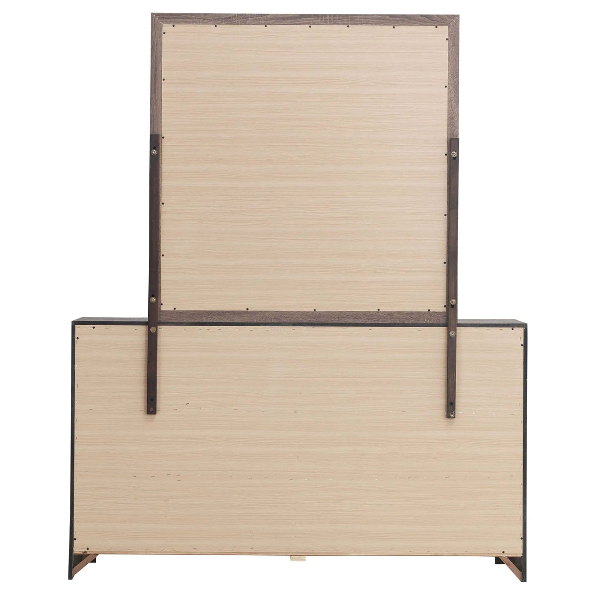 Brantford 6-drawer Dresser with Mirror Barrel | 58.5 x 16.25 x 72.75 in | Engineered Wood & Veneer | Oak