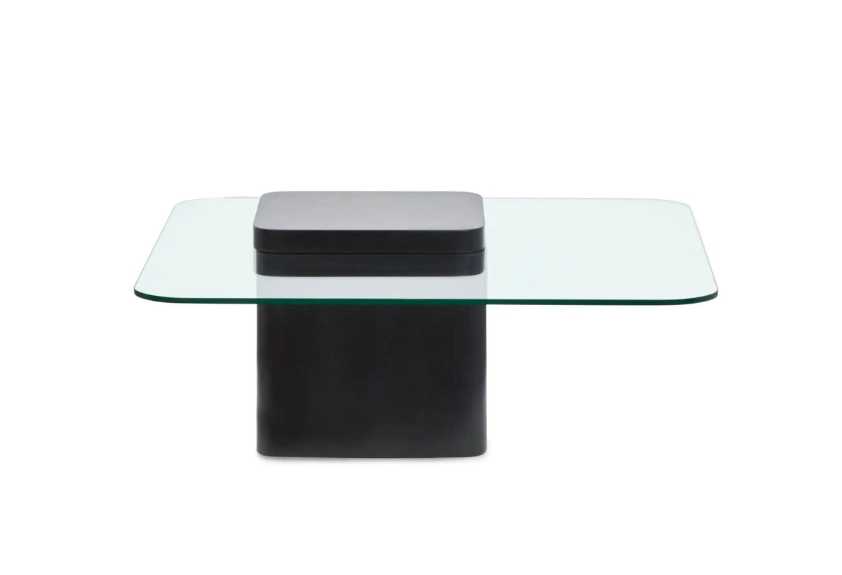 Donora Square End Table | Glass Top | Modern Square Base | Minimalist Design