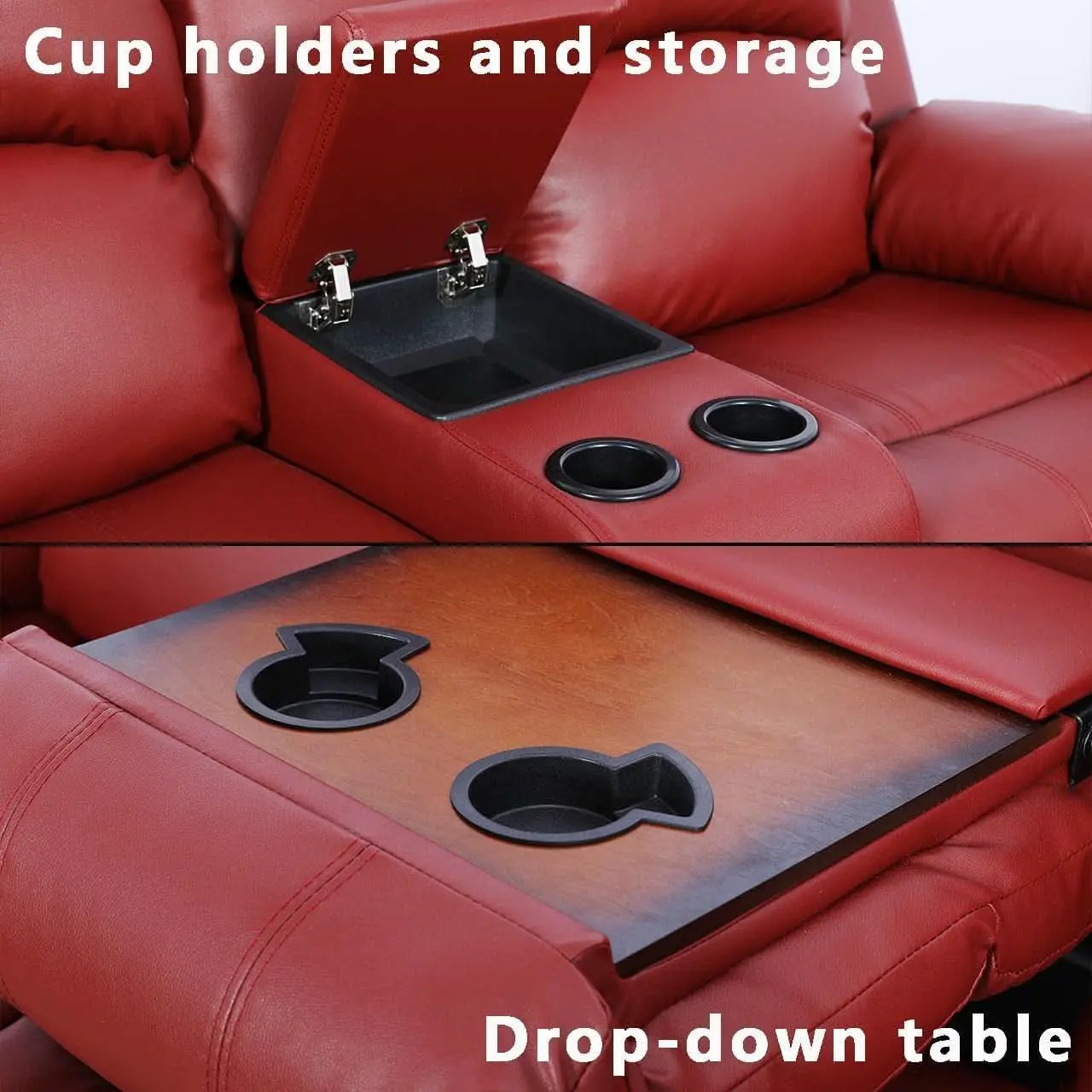 Bonded Leather Living Room Sofa And Loveseat Red Recliner from PriceLows™