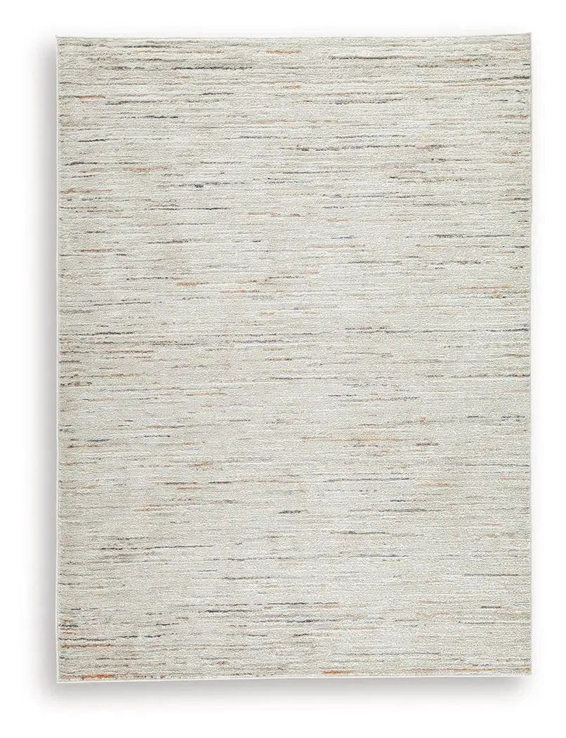 Harjot Area Rug | 94 x 120 Inch | Stripe Design | Cream Tan Gray Blue And Sienna