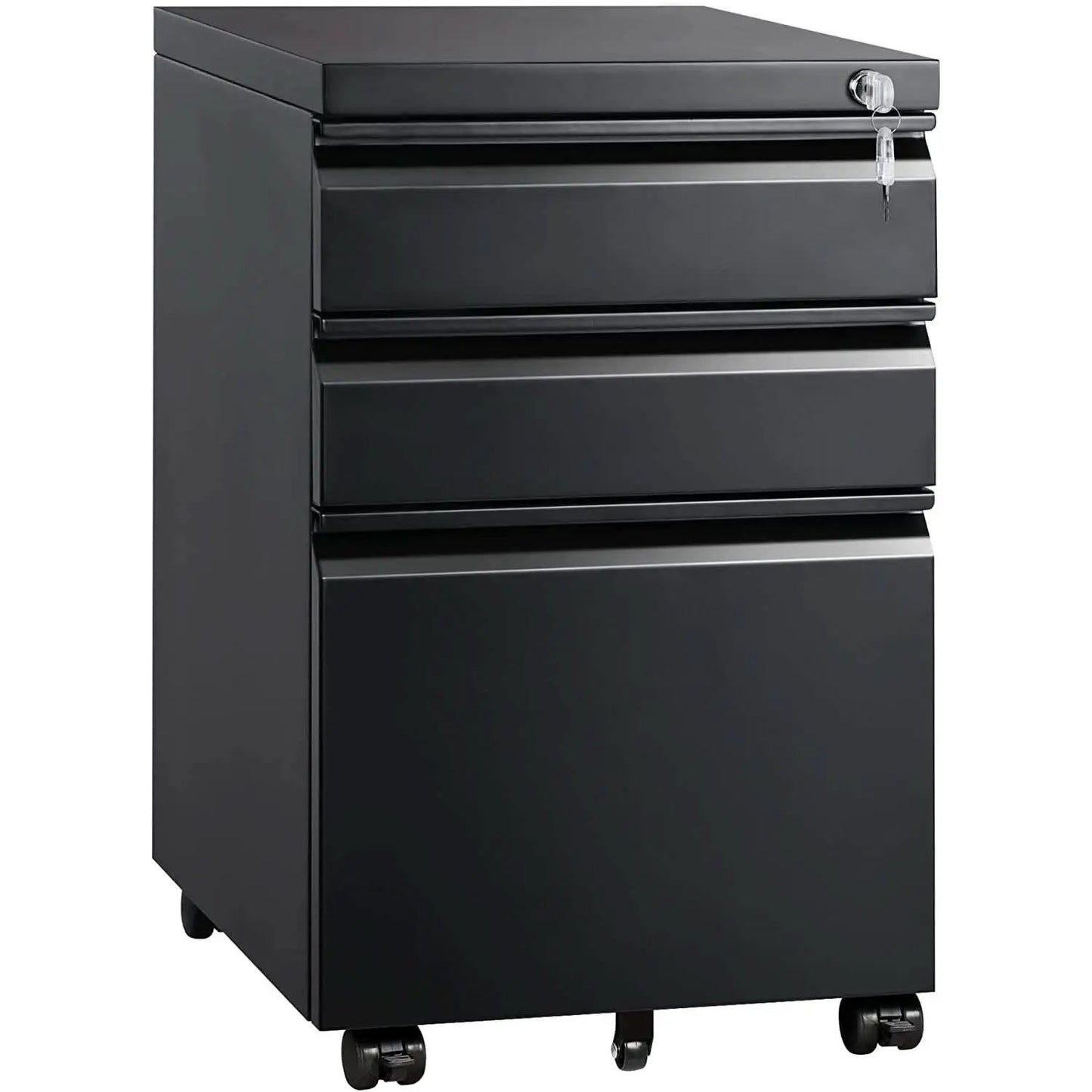 Compact Black Mobile Filing Cabinet Lockable With Drawers from PriceLows™