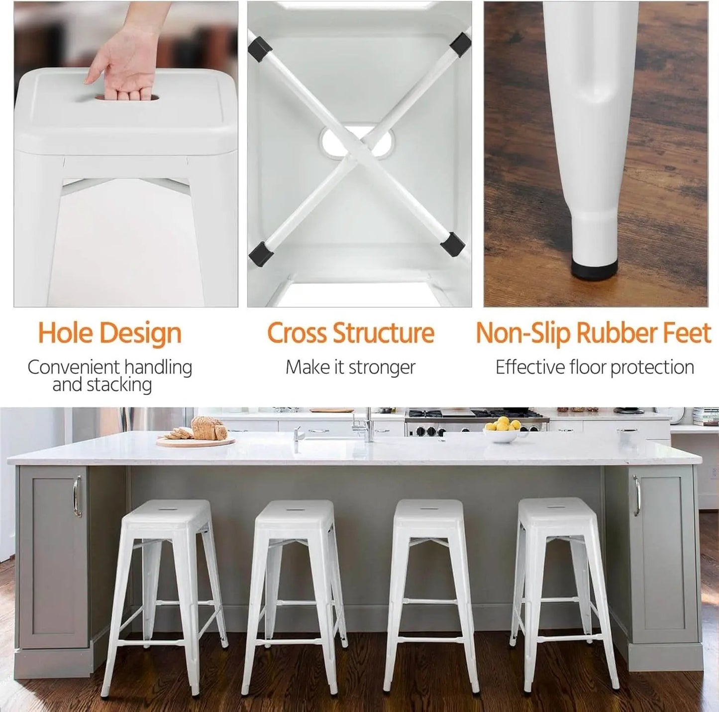 30 Inch Stacking Metal Bar Stool Indoor Outdoor Use from PriceLows™