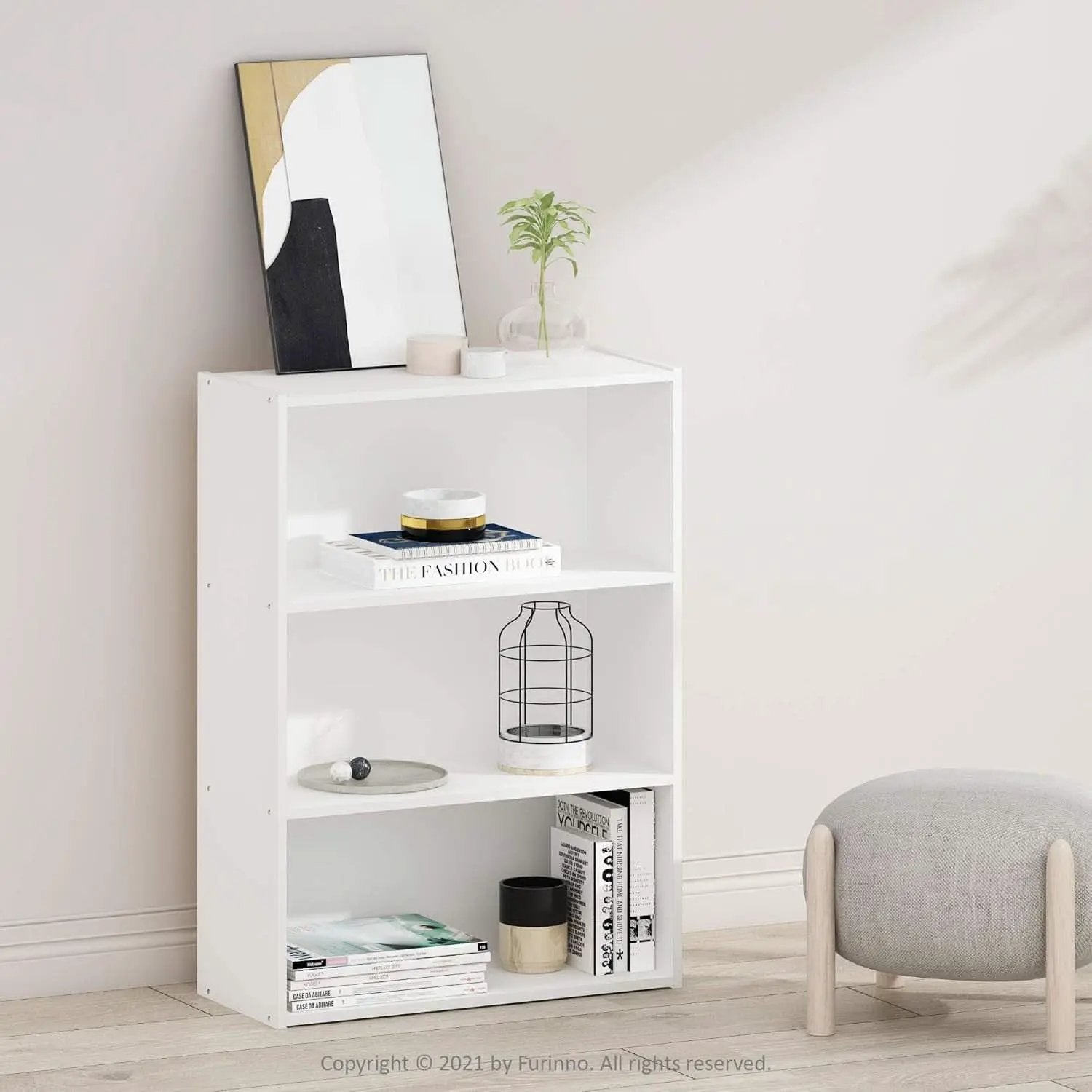 Pasir 3-Tier Open Shelf Bookcase White 31.5 Inch High from PriceLows™
