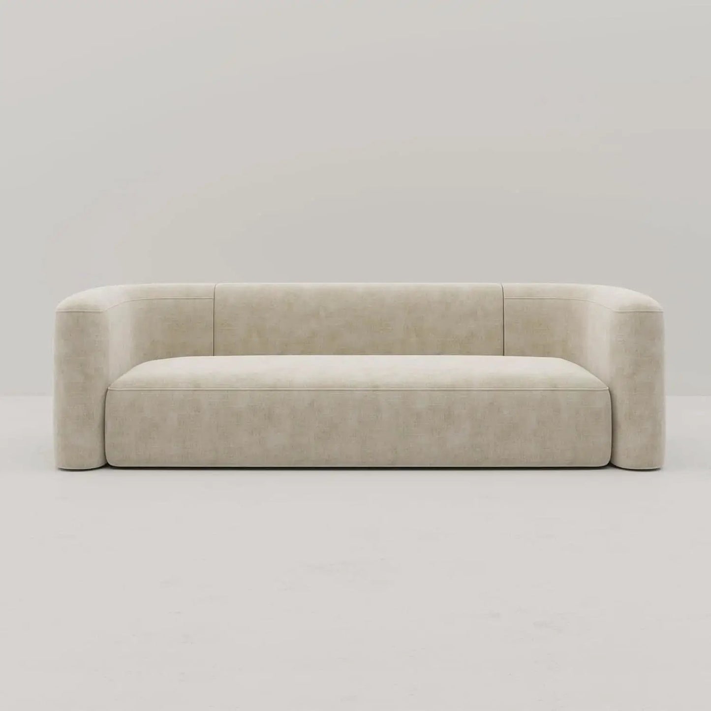 Cream Velvet 3 Seater Modern Sofa With Curved Backrest from PriceLows™