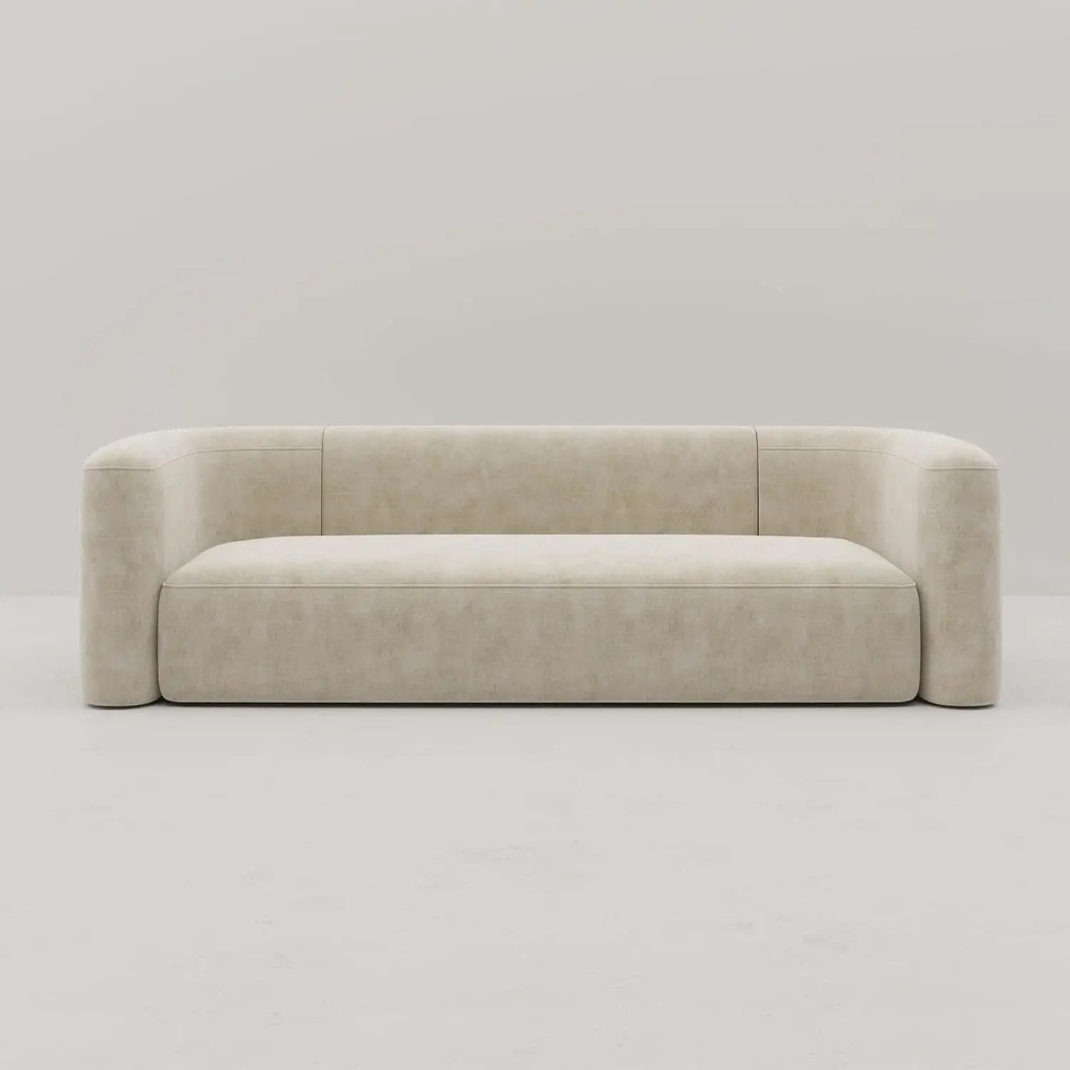 Cream Velvet 3 Seater Modern Sofa With Curved Backrest from PriceLows™