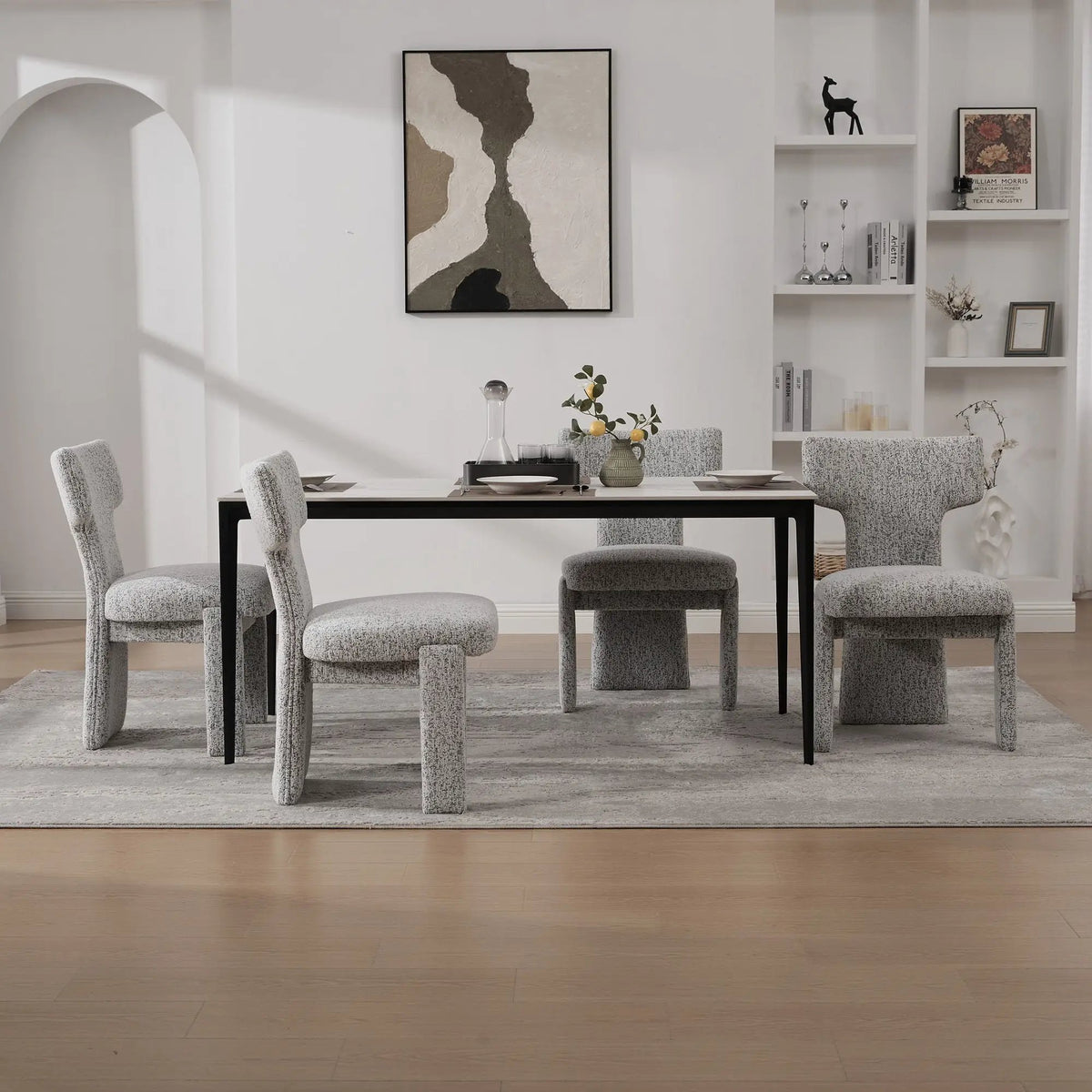 Armless Accent Chairs | Curved Back | Futuristic Design | Foam Padded Fabric