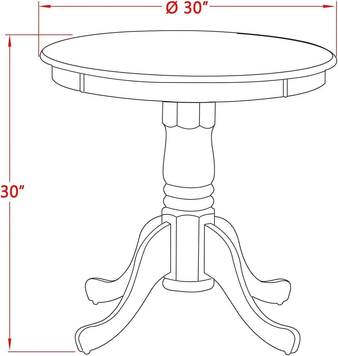 Eden Round Dining Table Mahogany Pedestal 30x30 Inches from PriceLows™