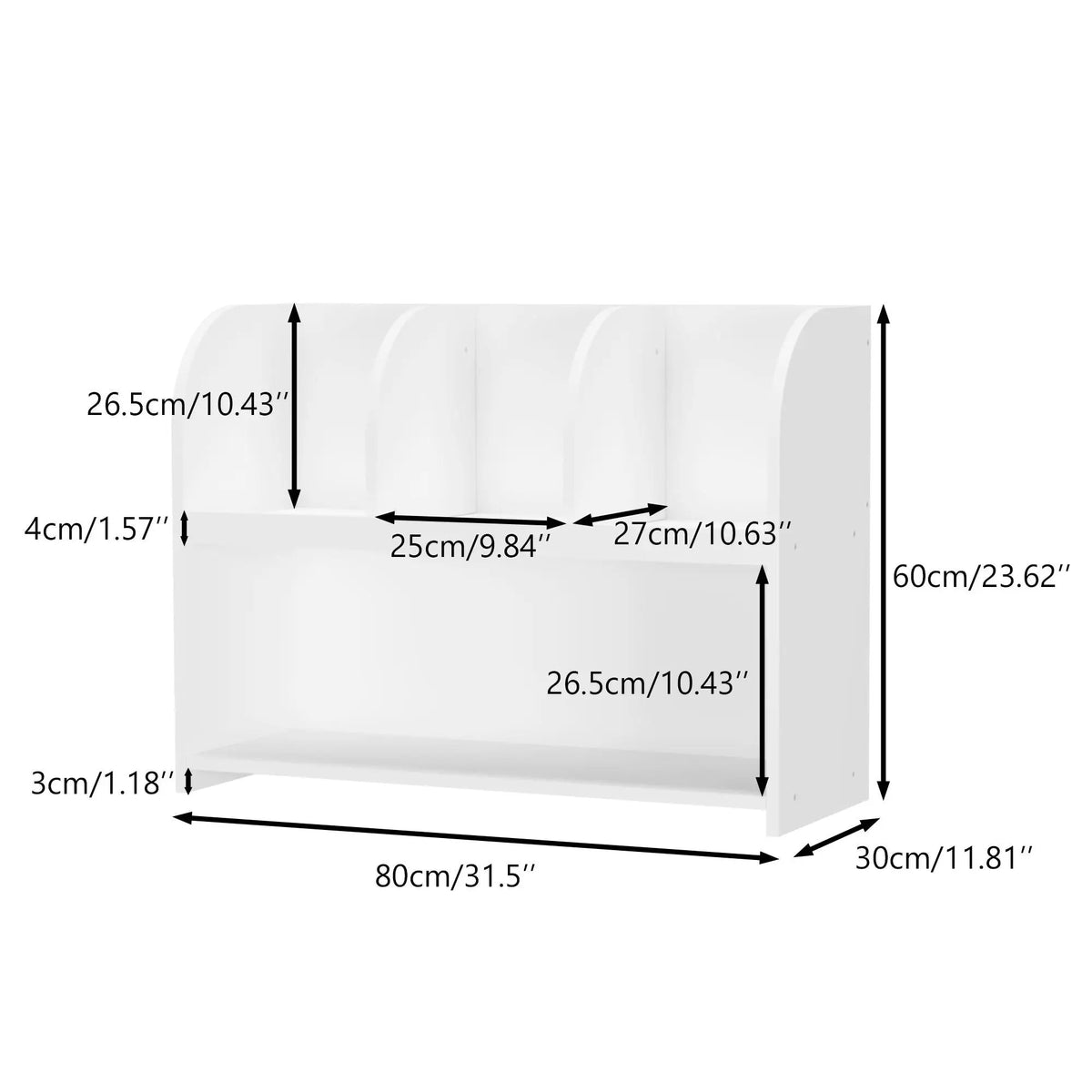 Bookcase | 4 Compartments | Wall Anchor Kit | White