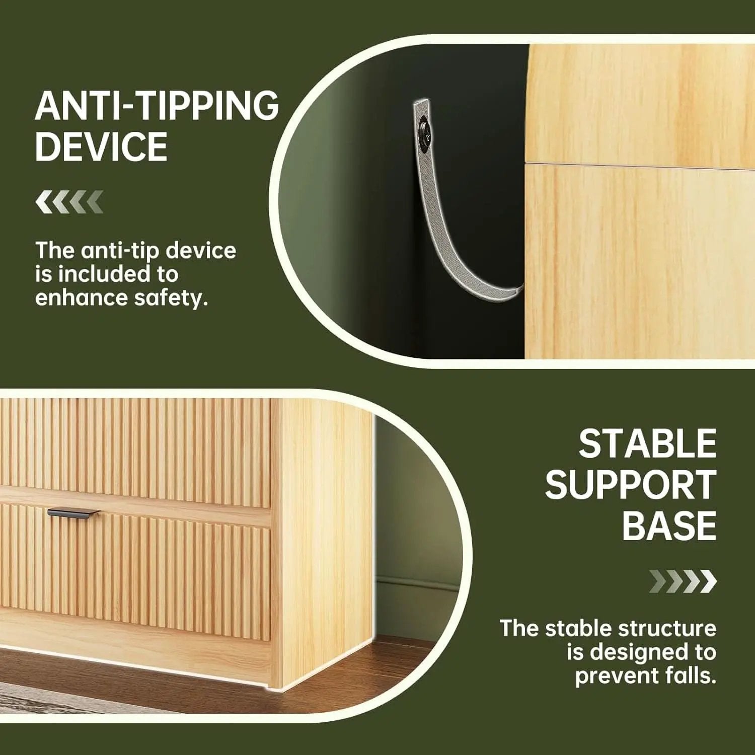Natural Oak 48 Inch Modern Dresser With Fluted Fronts from PriceLows™
