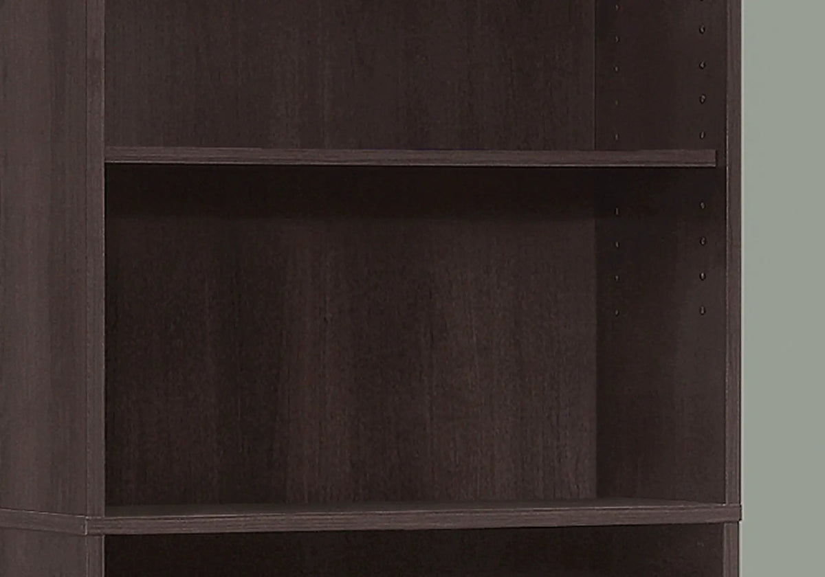 6 Tier Bookshelf | Transitional Style | 3 Adjustable Shelves | 71.25 Inch Height