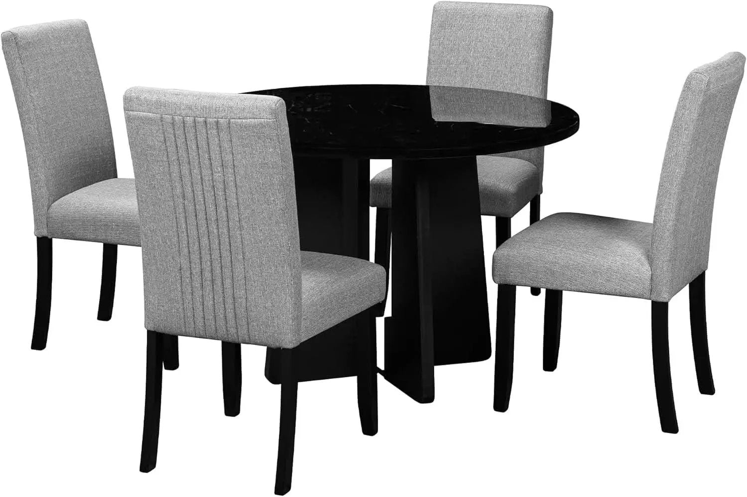 Solid Round Dining Table Set Five Piece Grey And Black from PriceLows™