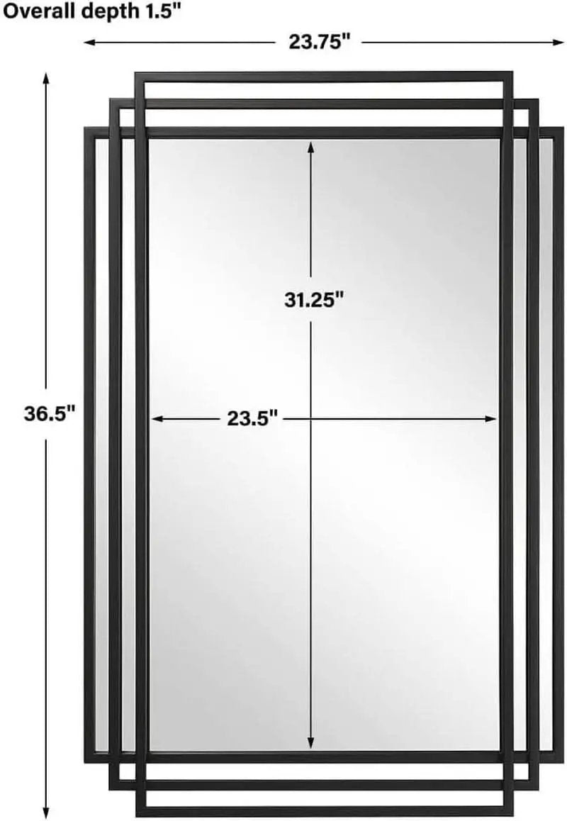 Amherst Matte Black Iron Mirror 36.5 Tall 23.75 Wide from PriceLows™
