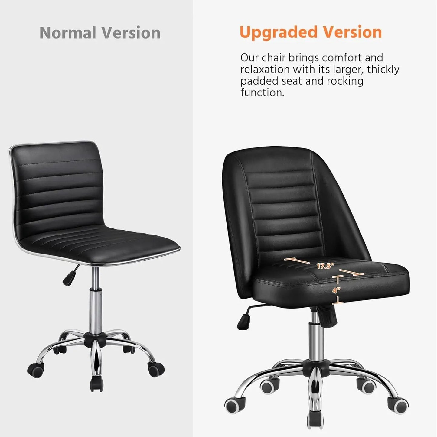 Armless PU Leather Office Chair Adjustable Height Black from PriceLows™
