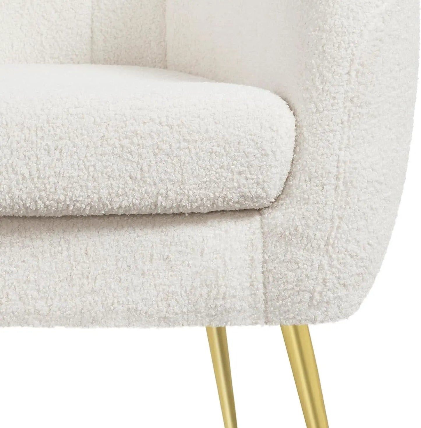 Ivory Boucle Upholstered Accent Chair Removable Cushion from PriceLows™