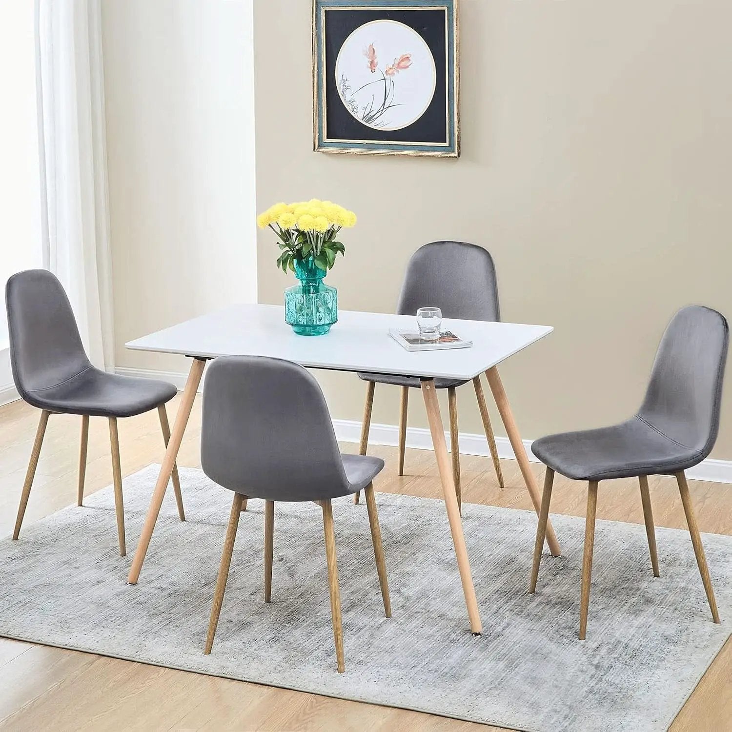 Grey Velvet Dining Chairs Set Of 4 For Dining Room from PriceLows™