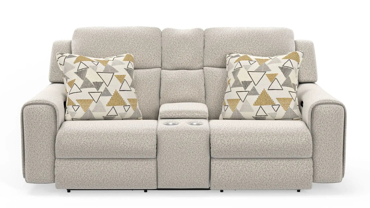 Micah Power Headrest Power Deep Seat Reclining Console Loveseat | 86 x 45 x 44 in | Living Room Furniture | Oatmeal