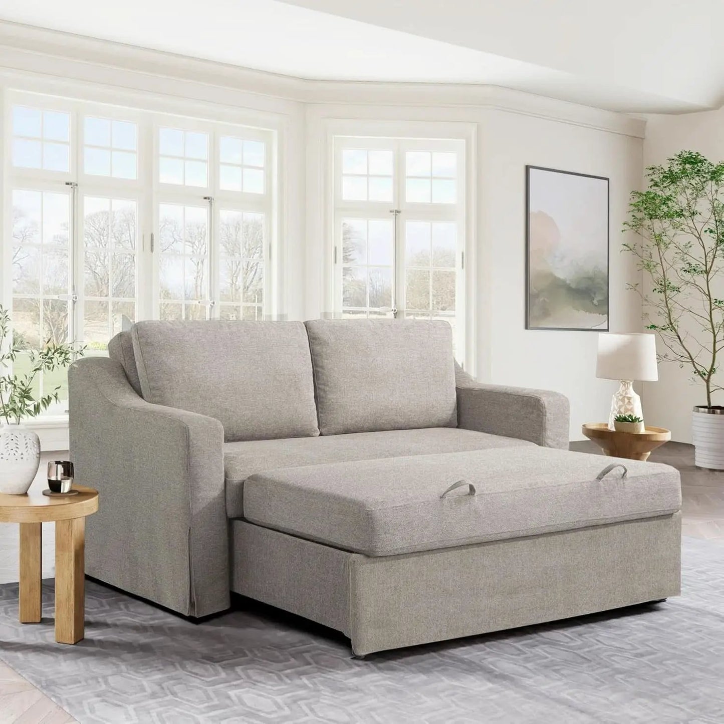 Full Size Slipcovered Convertible Sleeper Sofa Comfortably from PriceLows™