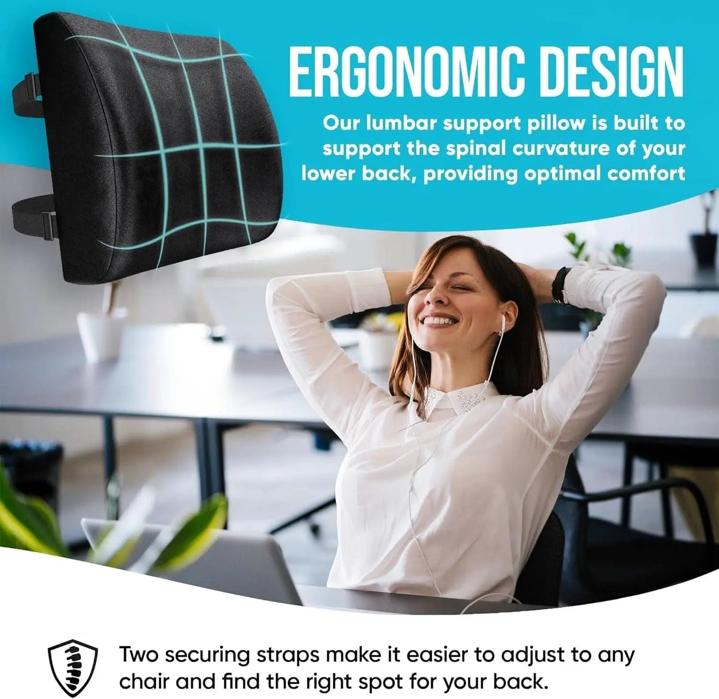 XL Memory Foam Seat Cushion Lumbar Support Office Chair from PriceLows™