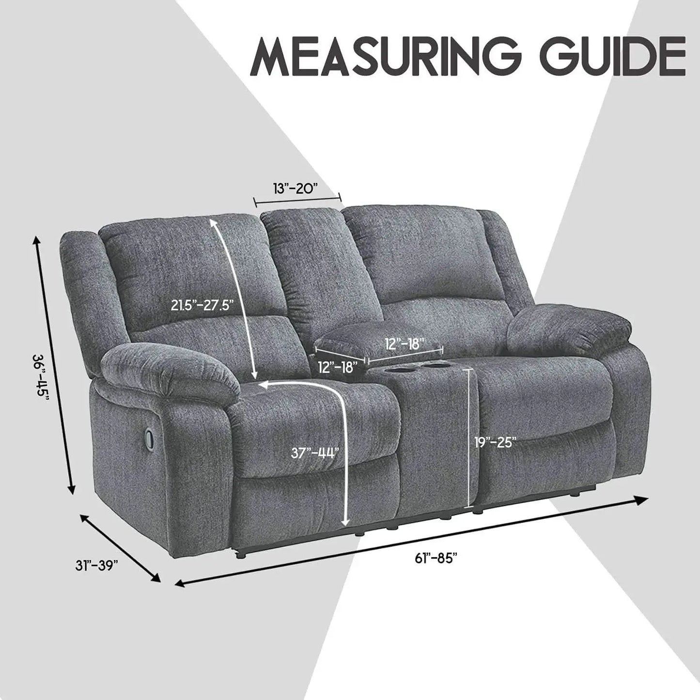 Dark Grey Velvet 8 Piece Reclining Loveseat Slipcover from PriceLows™