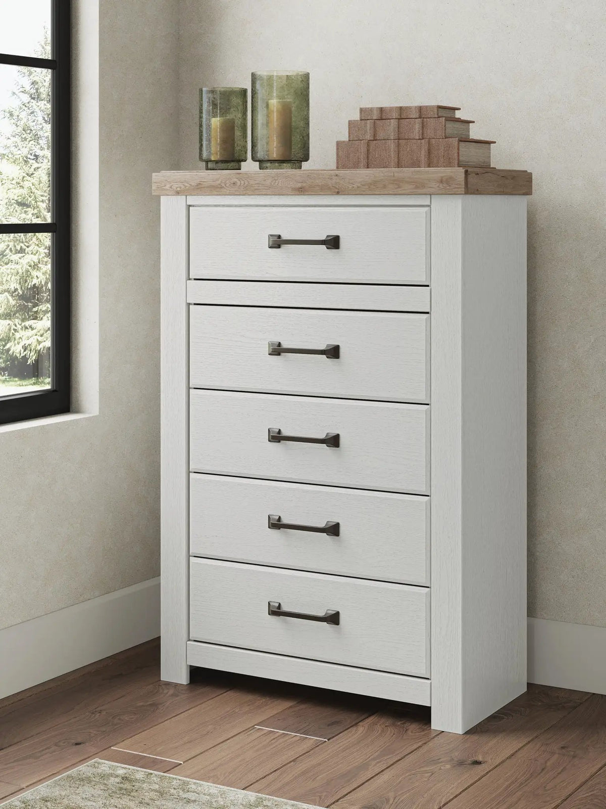 Five Drawer Chest | Farmhouse Style | White Oak Finish