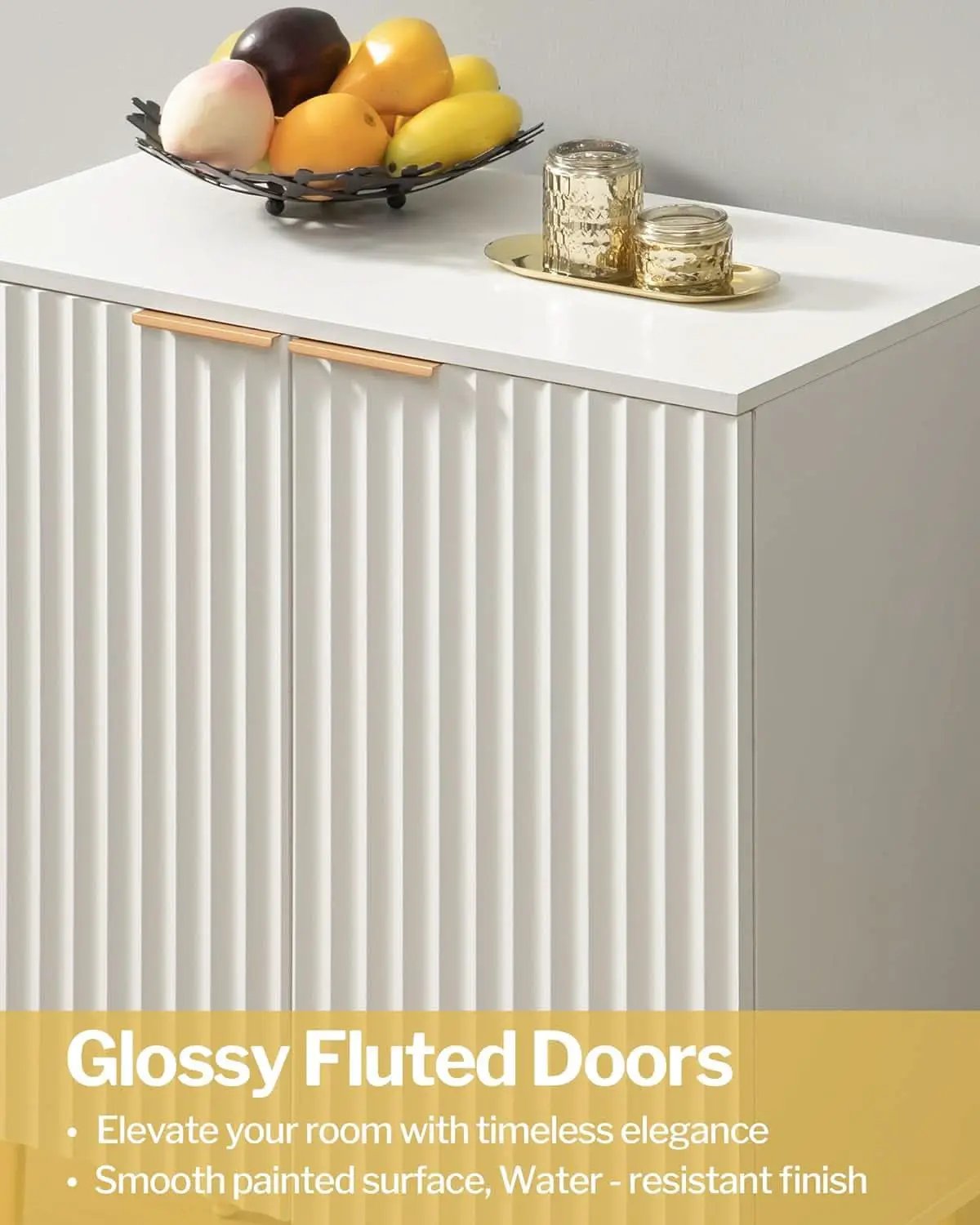 White Fluted Storage Cabinet Set Of 2 Modern Sideboards from PriceLows™
