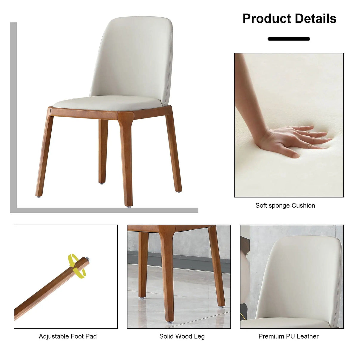 Modern Dining Chairs, Wooden Legs (Set of 2) - | 19.68 x 20.67 x 33.07 in | Velvet & Veneer | Gray