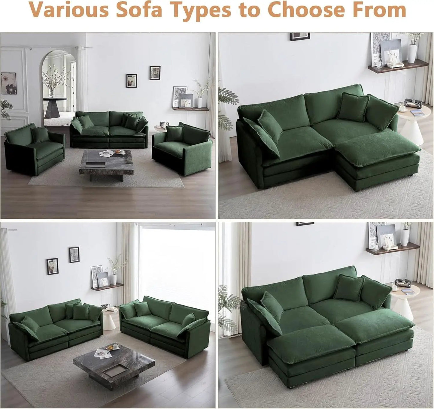 Two Piece Loveseat And Armchair Set In Evergreen Chenille from PriceLows™