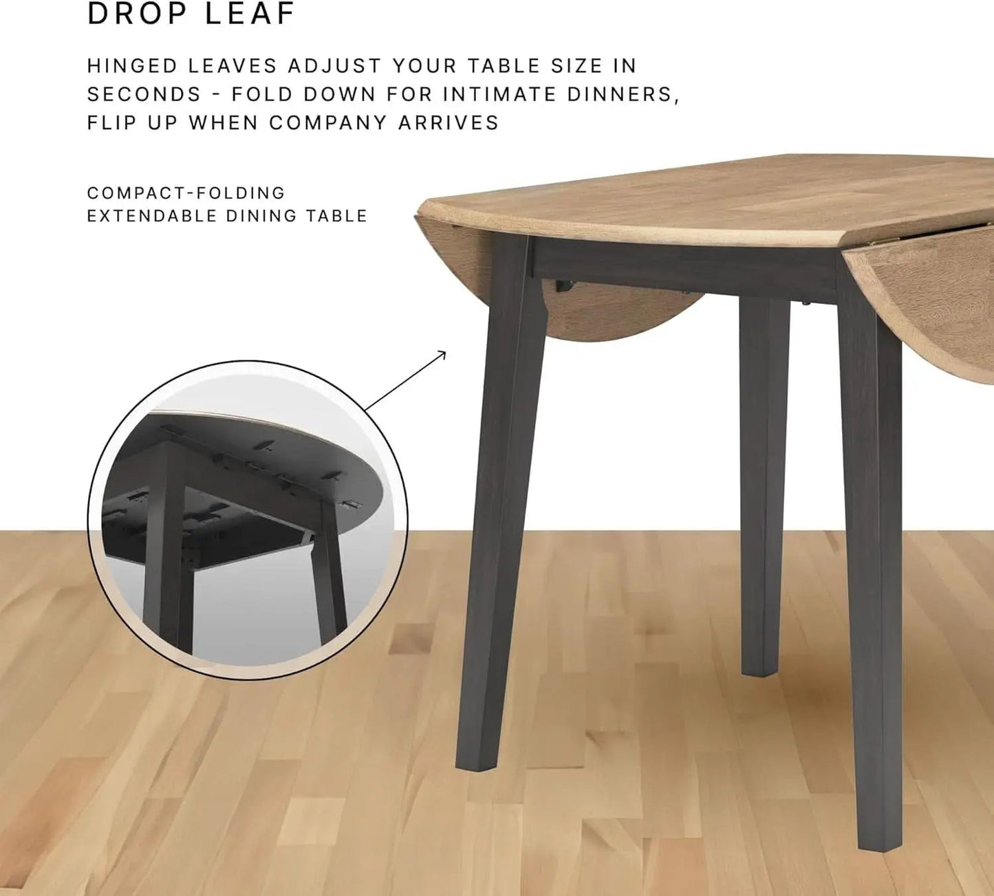 Gray Drop Leaf Dining Table Seats Four With Two Leaves from PriceLows™
