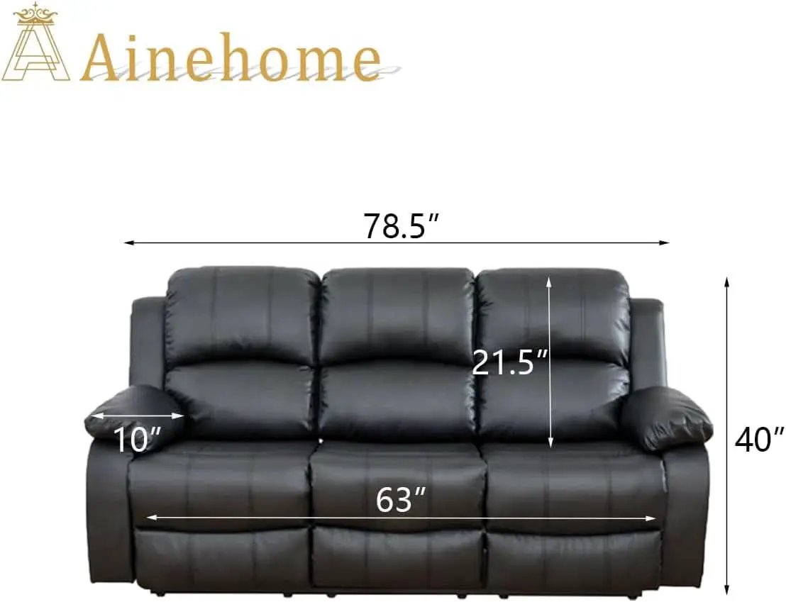 Leather Recliner Sofa Set Black For Living Room And Small Spaces from PriceLows™