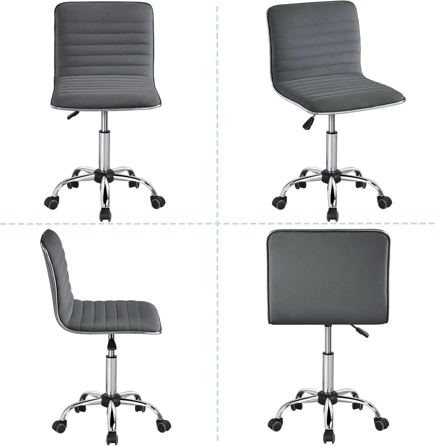 Dark Gray Velvet Armless Swivel Chair Height Adjustable from PriceLows™