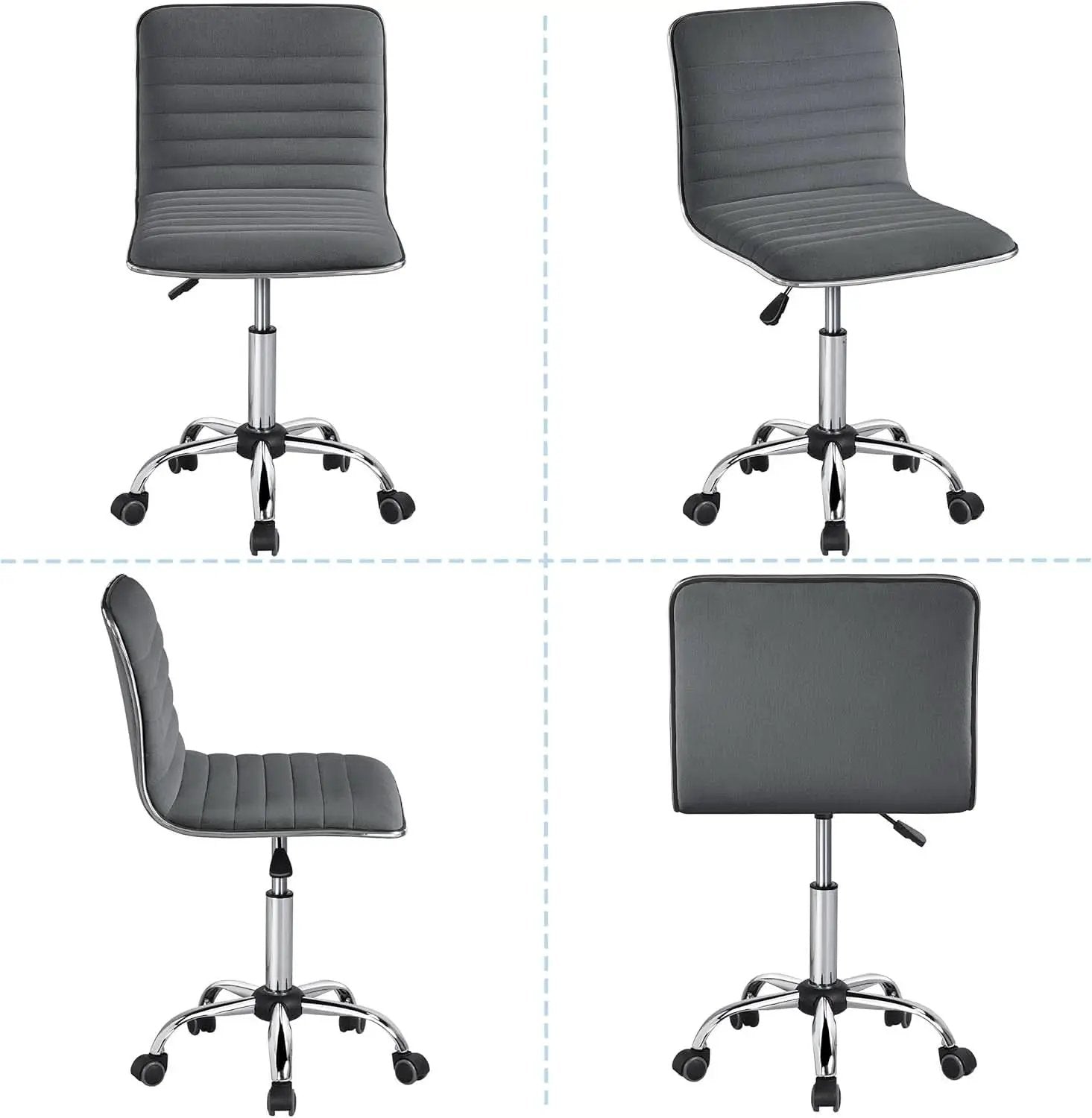 Dark Gray Velvet Armless Swivel Chair Height Adjustable from PriceLows™
