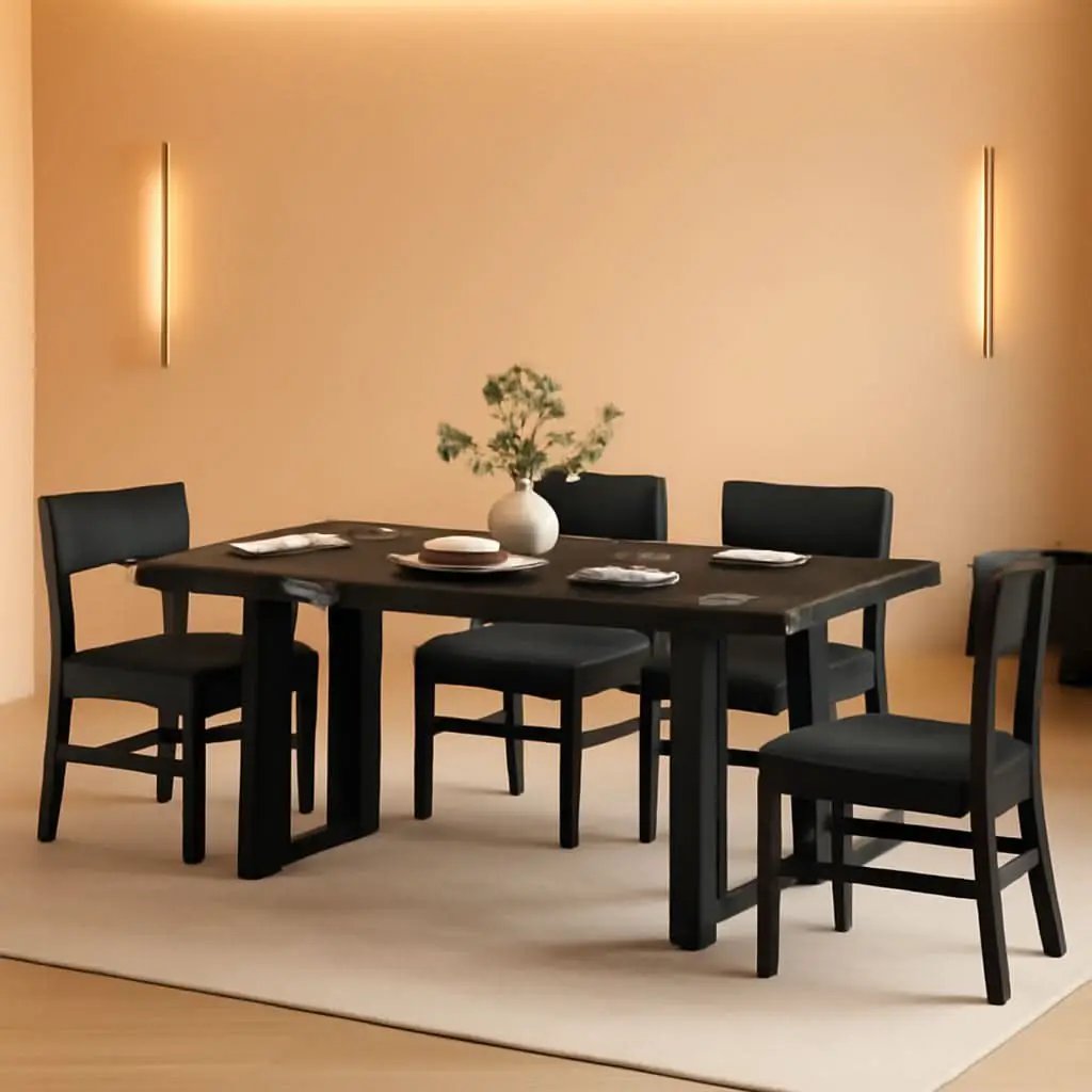 63 Inch Extendable MDF Board Dining Table Set Black Finish from PriceLows™