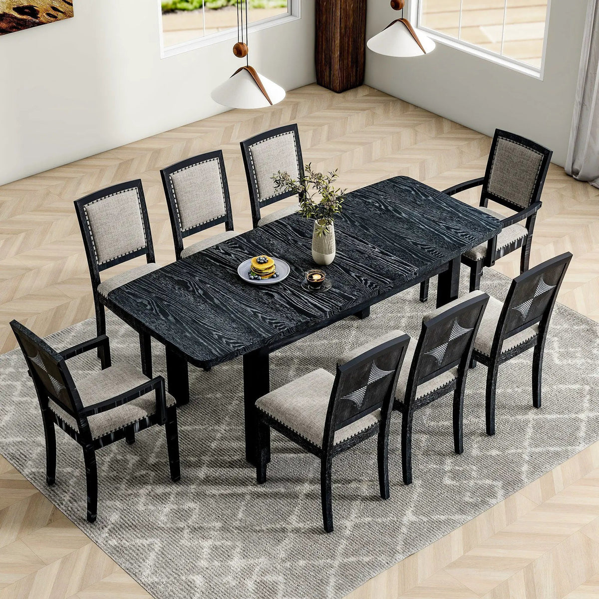 9 Piece Dining Set | Removable Leaf | Rubberwood | 24 Inch Extension