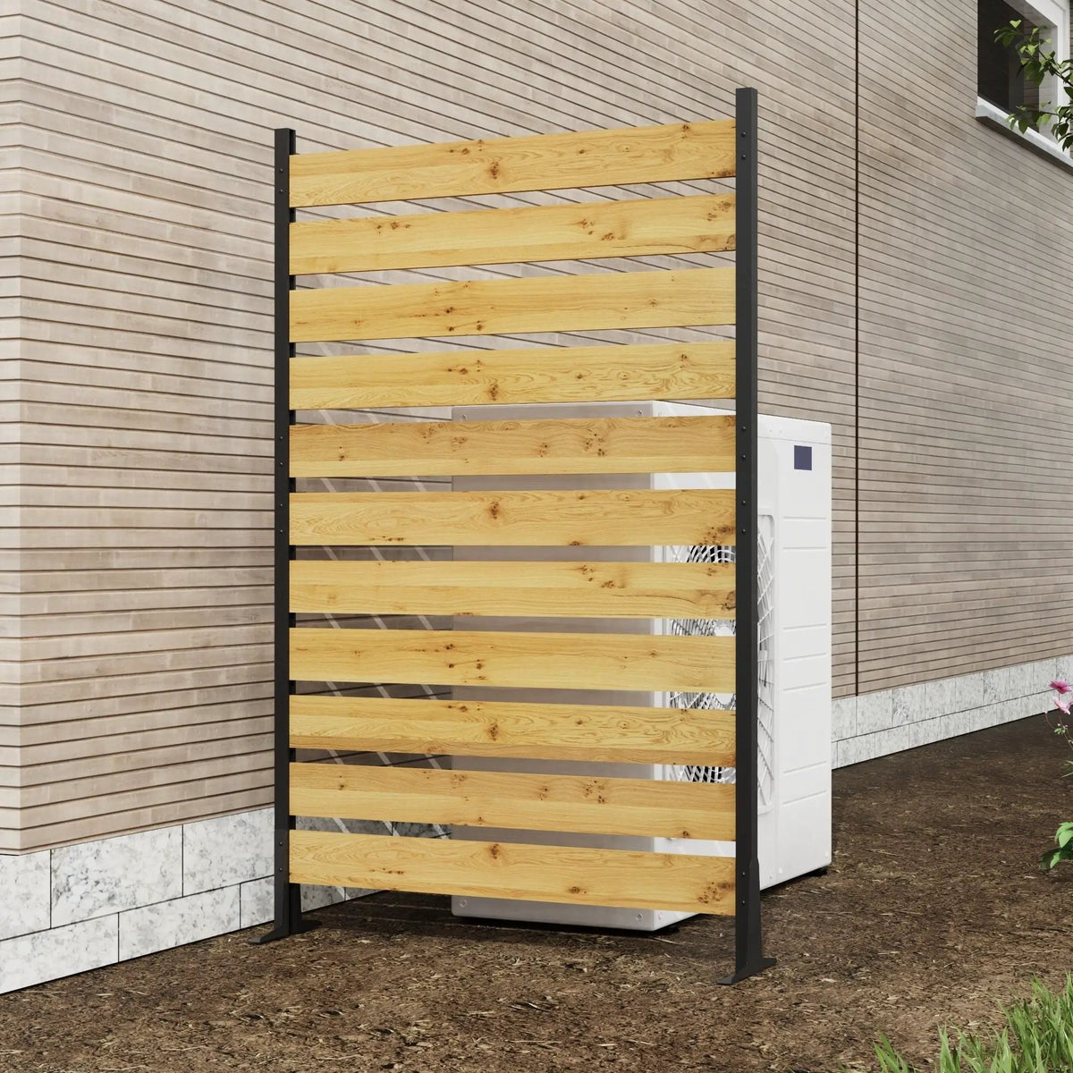 Outdoor Privacy Screen | Cedar Wood | Aluminum Frame | Pool And Equipment Enclosure