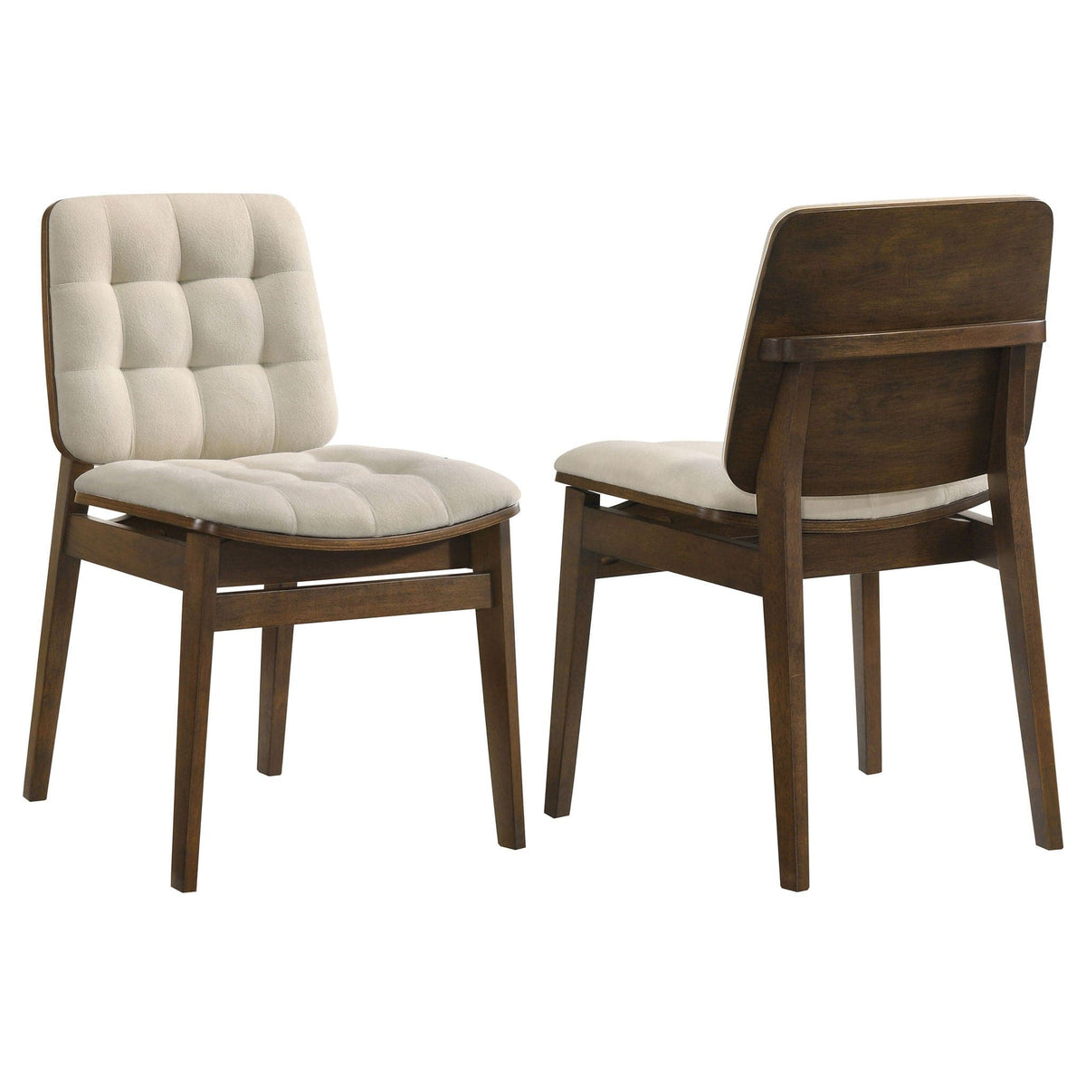 Redbridge Velvet Upholstered Side Chair Cream and Walnut (Set of 2) | 19.25 x 22.25 x 31.75 in | Walnut & Velvet | Living Room