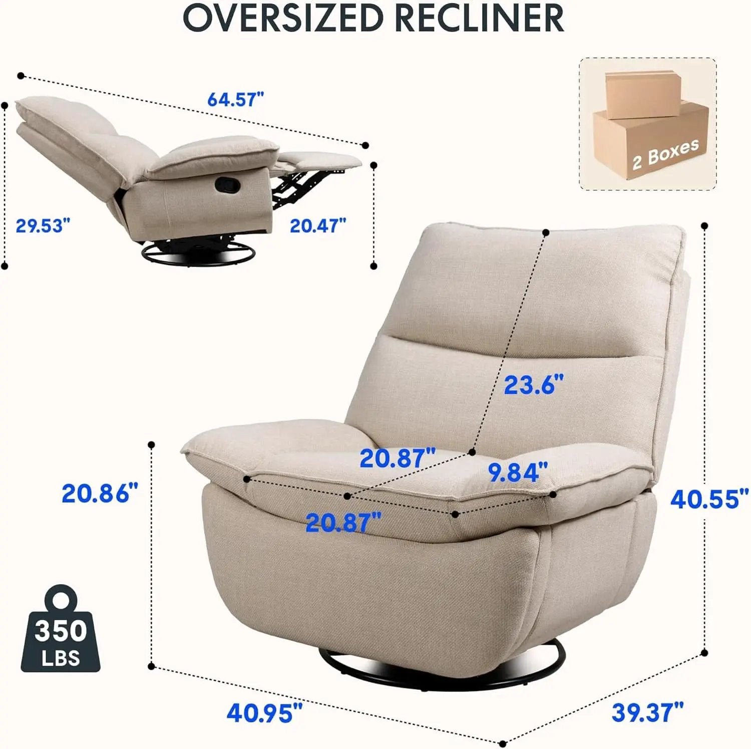 White Three Sixty Degree Swivel Rocker Recliner Chair from PriceLows™