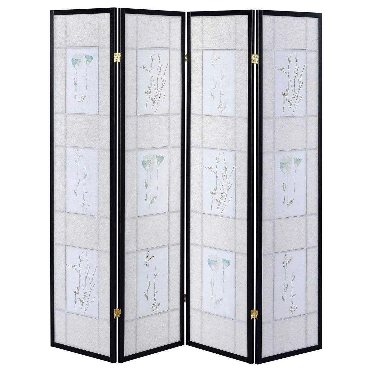 Catabella 4-Panel Room Divider Folding Shoji Screen Floral | 69.5 x 0.75 x 70.25 in | Fabric & Wood | Home