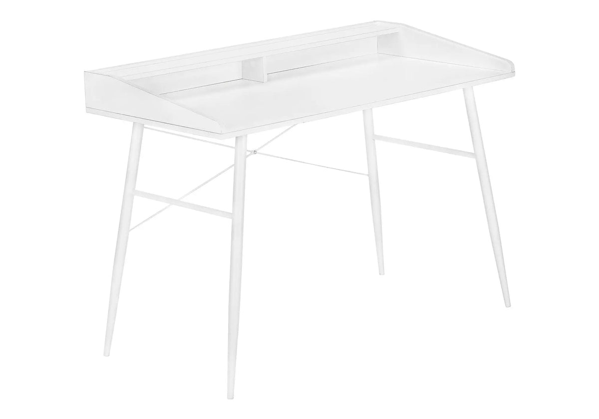 Computer Desk With Shelves | 47.25 Inch Width | Tapered Angled Metal Legs | 34 Inch Height