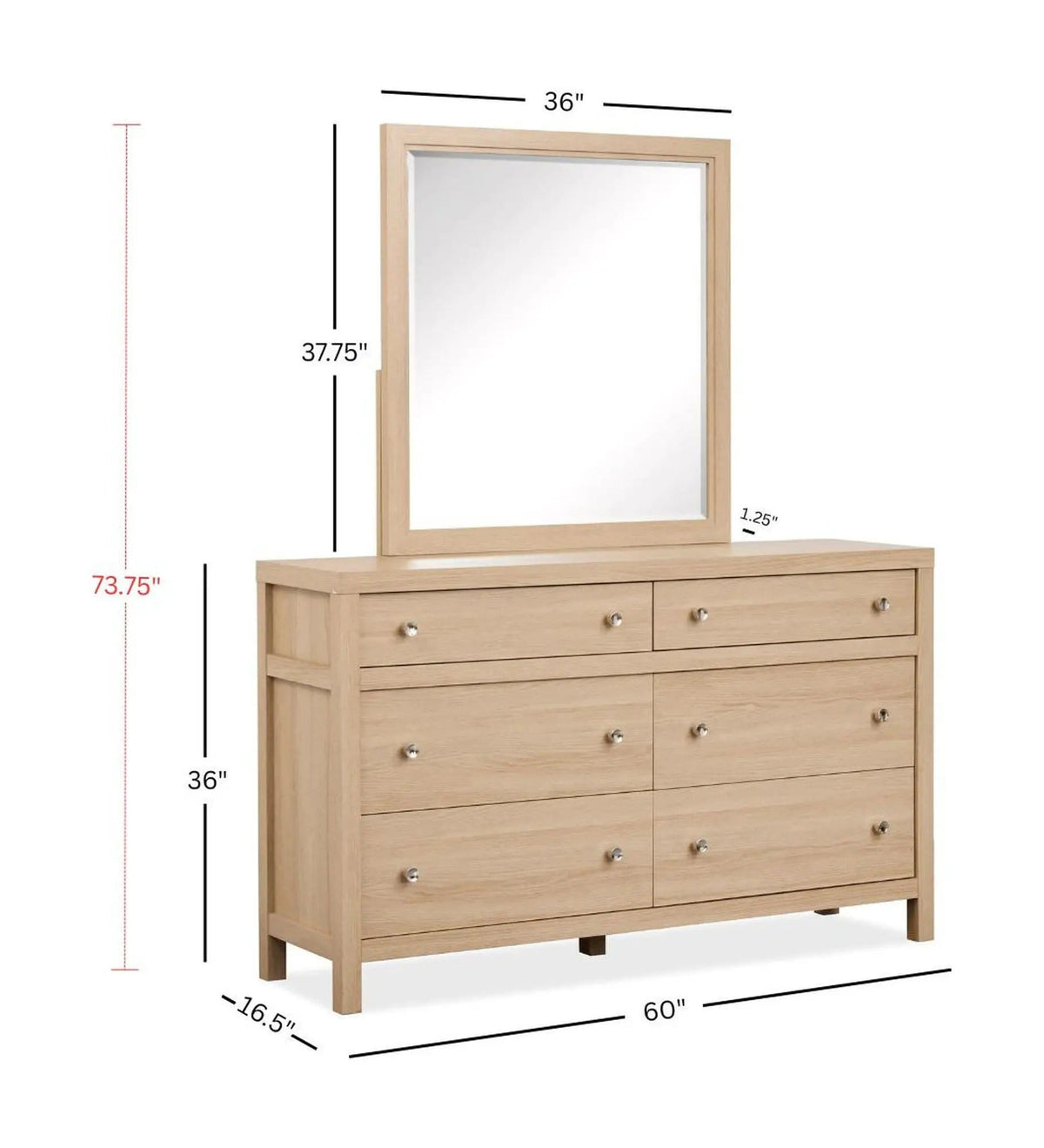 Merrifield Double Drawer Dresser | 4 Pieces | Oak Veneer | Bedroom