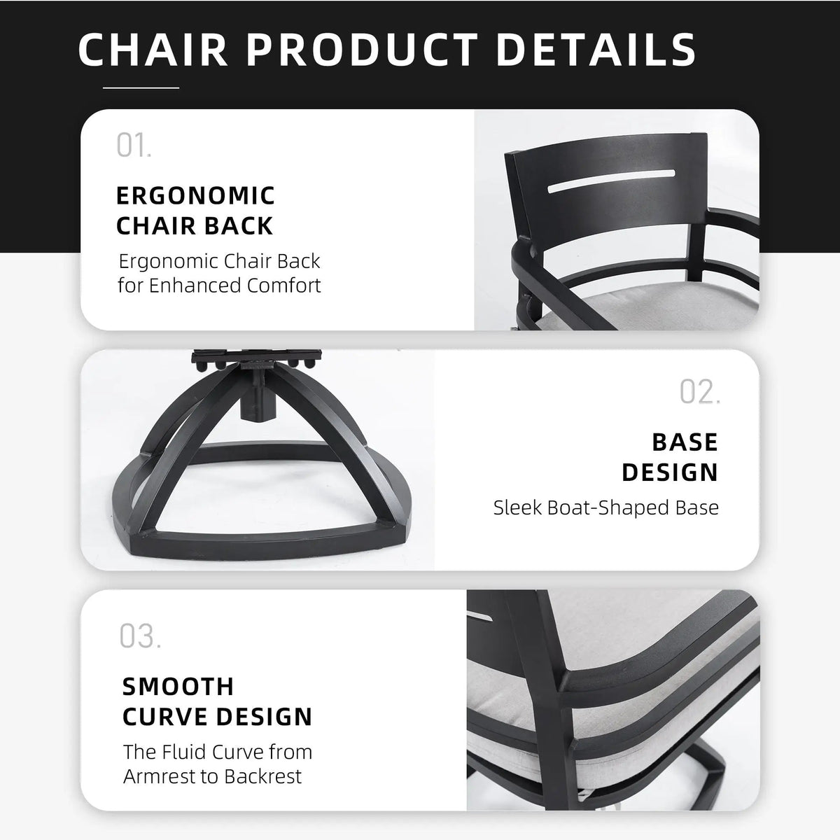 Patio Swivel Rockers | Aluminum Frame | Sunbrella Cushions | Ember Black Pair