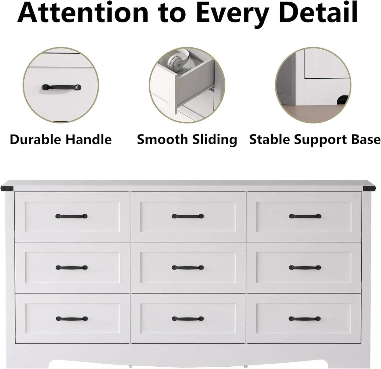 White 59 Inch Premium Modern Multicompartment Dresser from PriceLows™