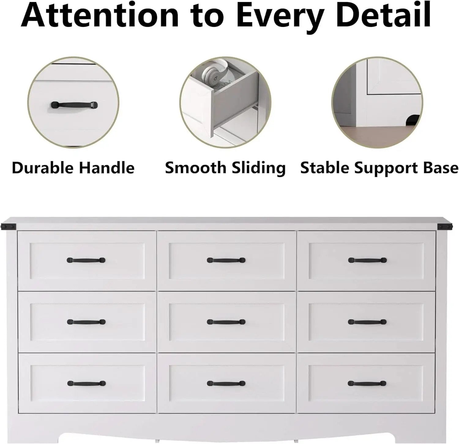 White 59 Inch Premium Modern Multicompartment Dresser from PriceLows™