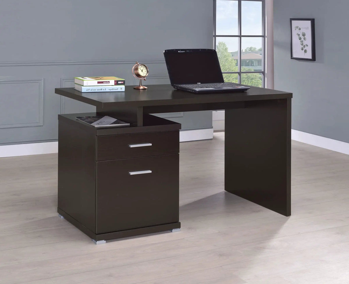 Irving 47-inch 2-drawer Office Computer Desk | 47.25 x 23.5 x 29.5 in | Engineered Wood & Veneer | Cappuccino