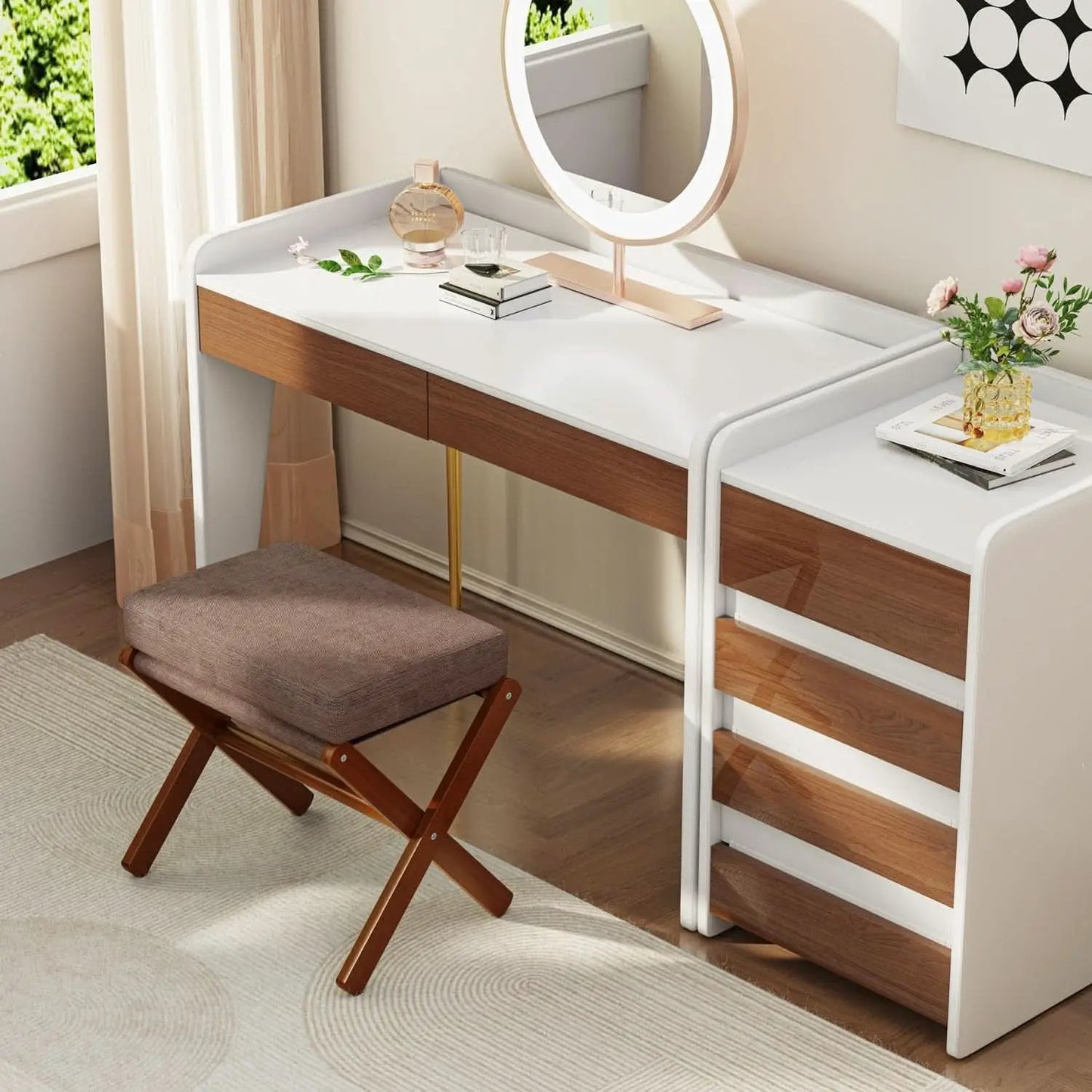 Espresso Brown Foldable Bamboo Footstool Dense Foam from PriceLows™