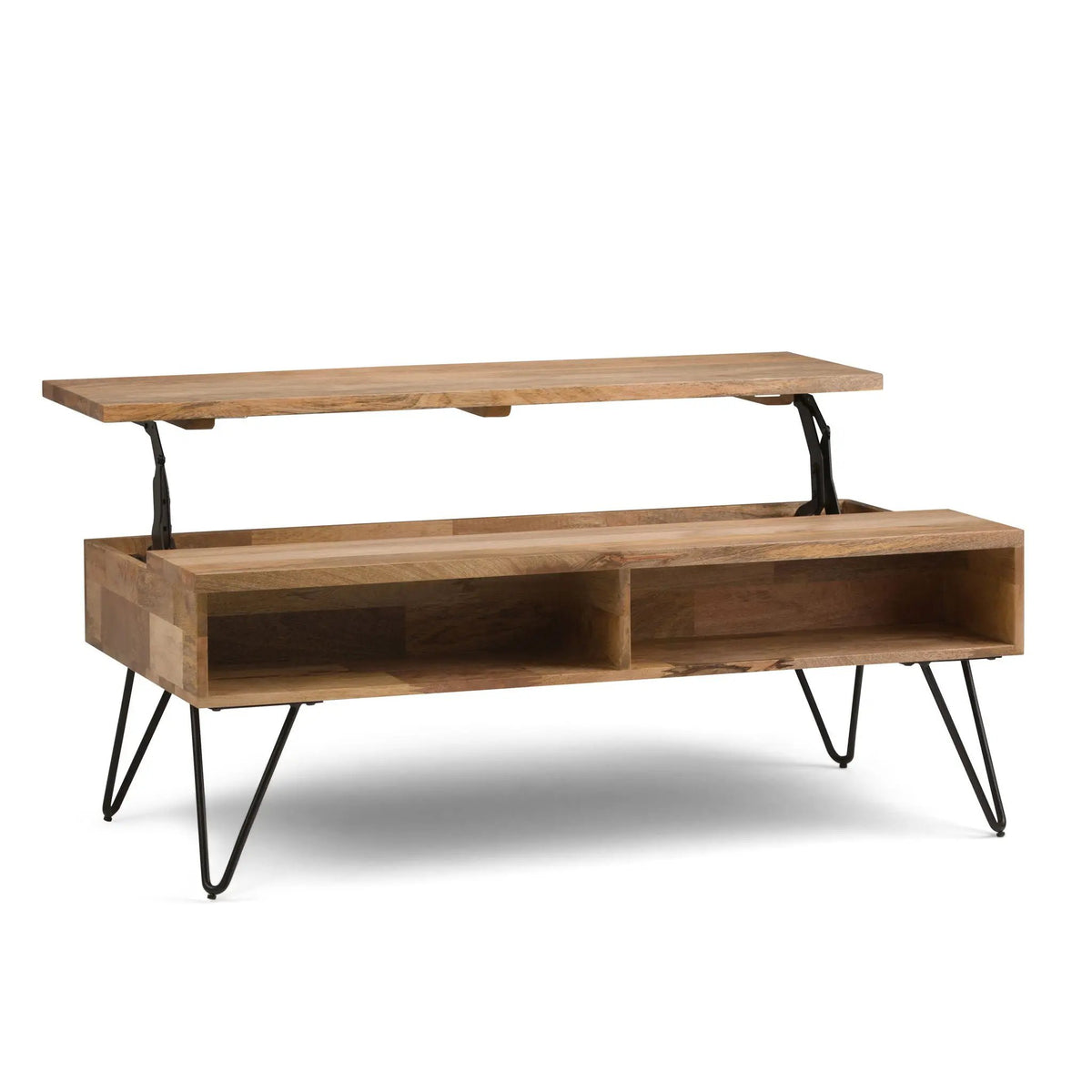 Hunter Lift Top Coffee Table | Handcrafted Solid Mango Hardwood | Split Lift Top | Large Storage Area