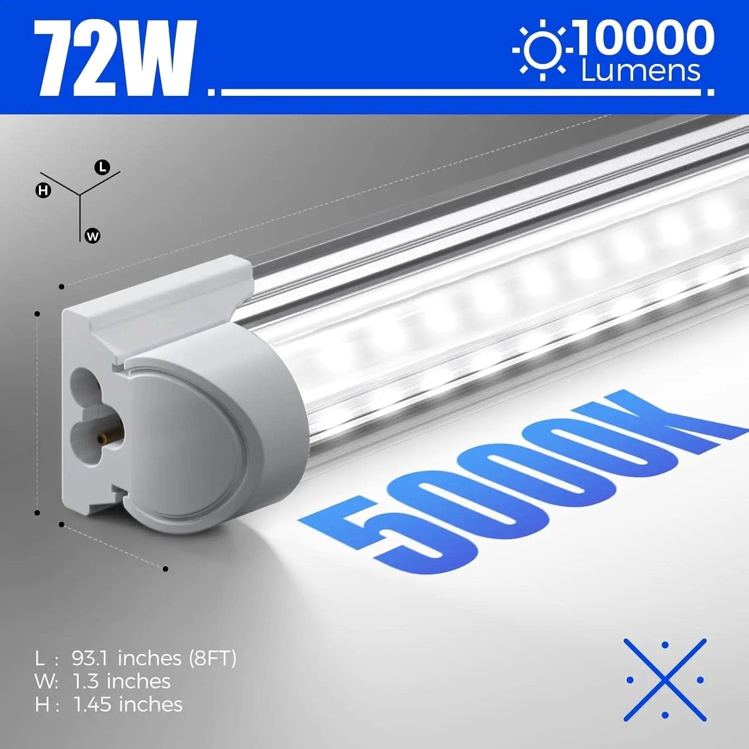 8ft LED Shop Light 10000 Lumens Daylight 5000K Linkable from PriceLows™